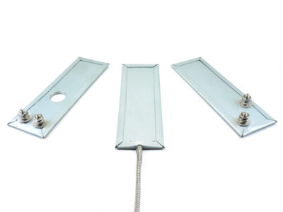 A group of Mica strip heaters on a white background