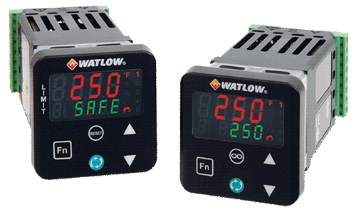 Two Watlow PM Legacy controllers on a white background
