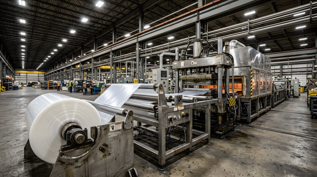 A thermoforming machine with a process heater
